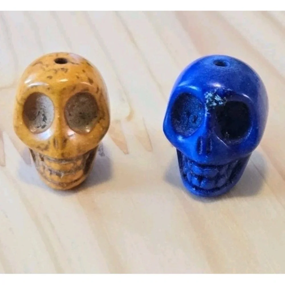 Assorted Skull Gothic Day of the Dead Stone Beads Lot of 258 Various Sizes